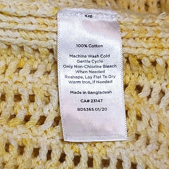 TALBOTS Petite Shades of Yellow Open Weave 100% Cotton Sweater - Picture 4 of 7